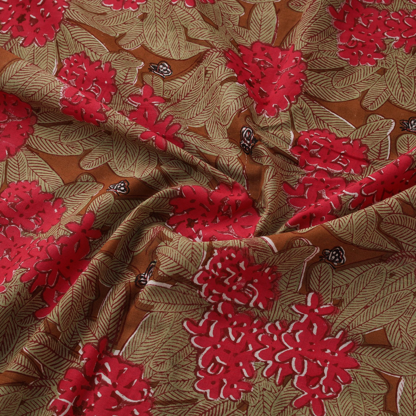 Rasa Lobhi Champa Motif Floral Hand Block Printed Cotton Fabric 04