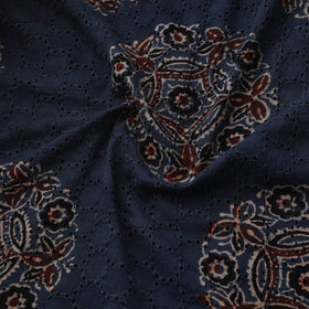 Natural Dyed Ajrakh Hand Block Print Cotton Hakoba Fabric 142