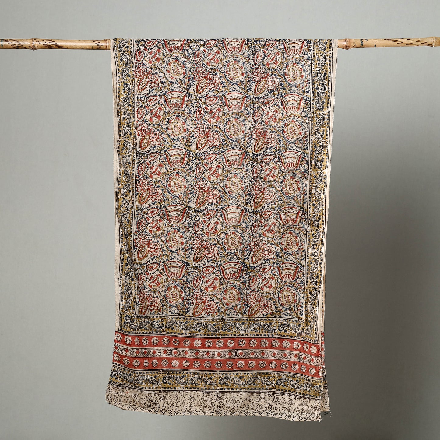 Multicolor - Natural Dyed Block Print Mul Cotton Kalamkari Stole 01