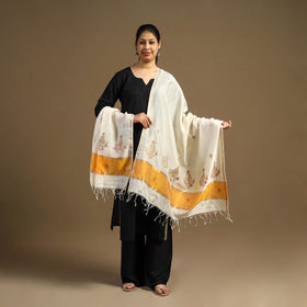 Buy Handloom Chanderi Silk Kashida Embroidery Dupatta
