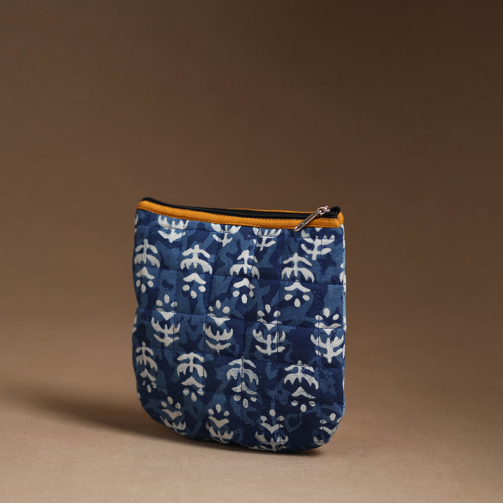 Blue - Handmade Quilted Cotton Utility Pouch 76