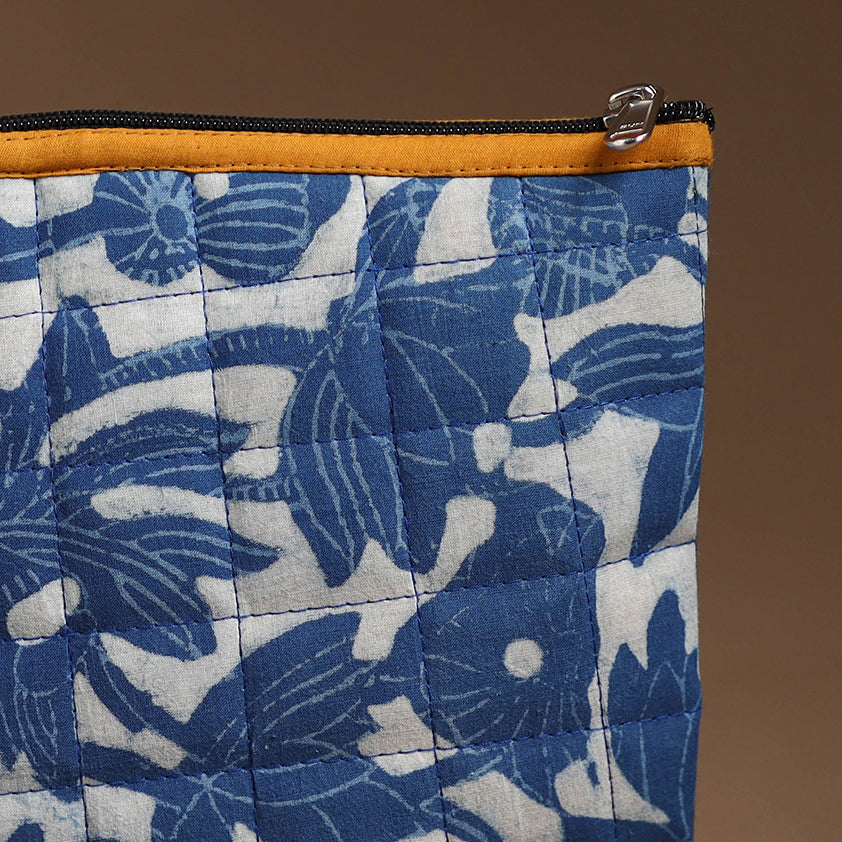 Blue - Handmade Quilted Cotton Utility Pouch 77