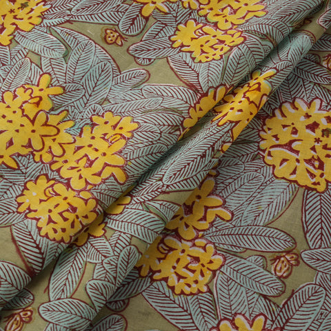 Rasa Lobhi Champa Motif Floral Hand Block Printed Cotton Fabric 05