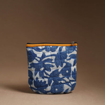 Blue - Handmade Quilted Cotton Utility Pouch 77