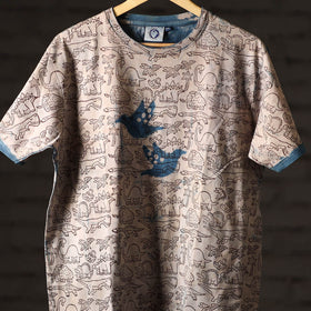 Buy Bindaas Block Art Printed Cotton Unisex Round Neck T-shirt 