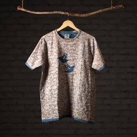 Buy Bindaas Block Art Printed Cotton Unisex Round Neck T-shirt 