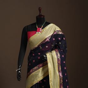 Black - bengali tant saree with matching jewellery & blouse