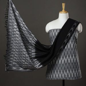 3pc Pochampally Ikat Weave Handloom Cotton Suit Material Set 07