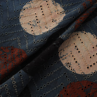 Natural Dyed Ajrakh Hand Block Print Cotton Hakoba Fabric 143
