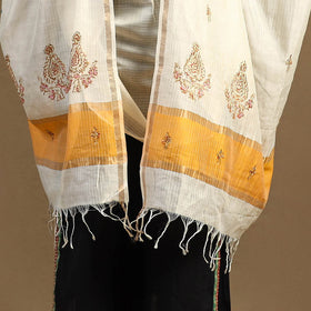 Buy Handloom Chanderi Silk Kashida Embroidery Dupatta