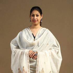 Buy Handloom Chanderi Silk Kashida Embroidery Dupatta