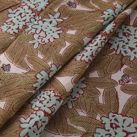 Rasa Lobhi Champa Motif Floral Hand Block Printed Cotton Fabric 06