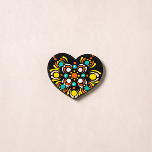 Multicolor - Heart Handpainted Mandala Art Wooden Fridge Magnet 14
