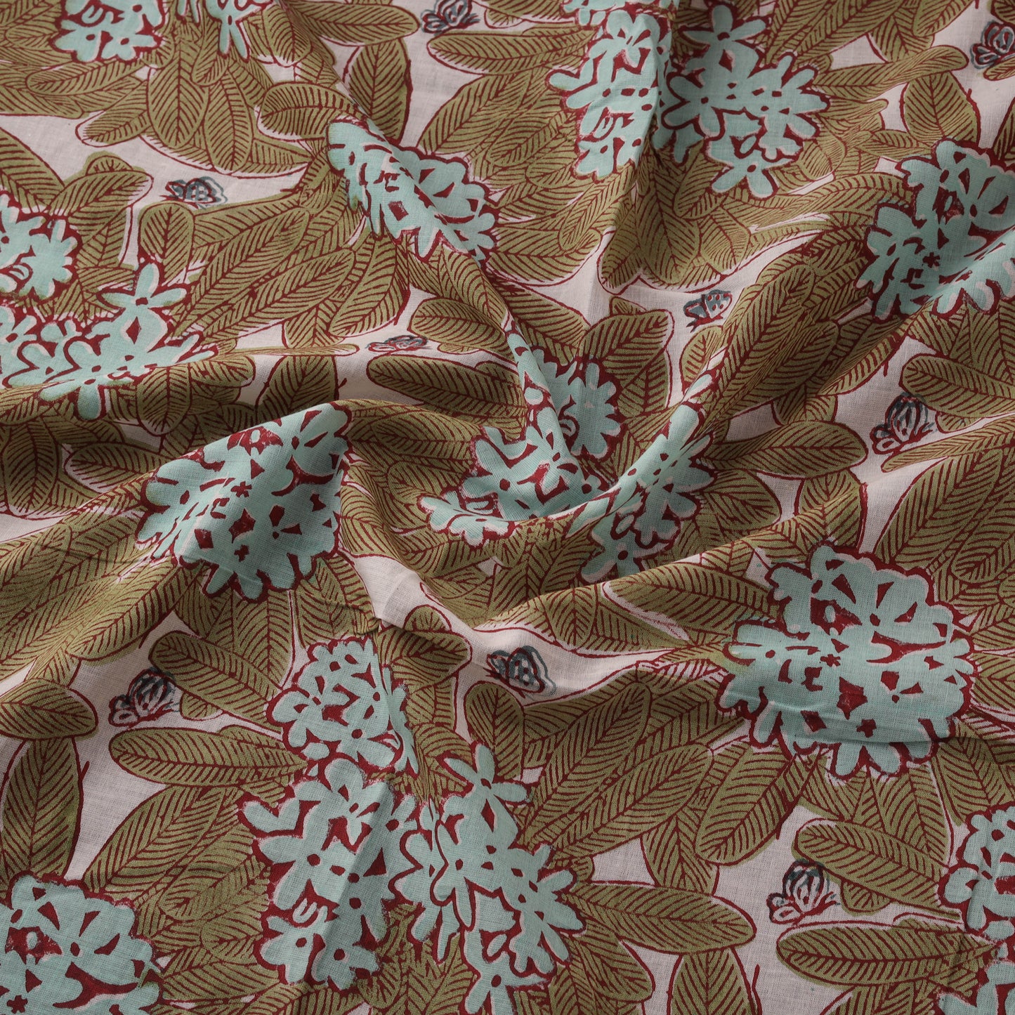 Rasa Lobhi Champa Motif Floral Hand Block Printed Cotton Fabric 06