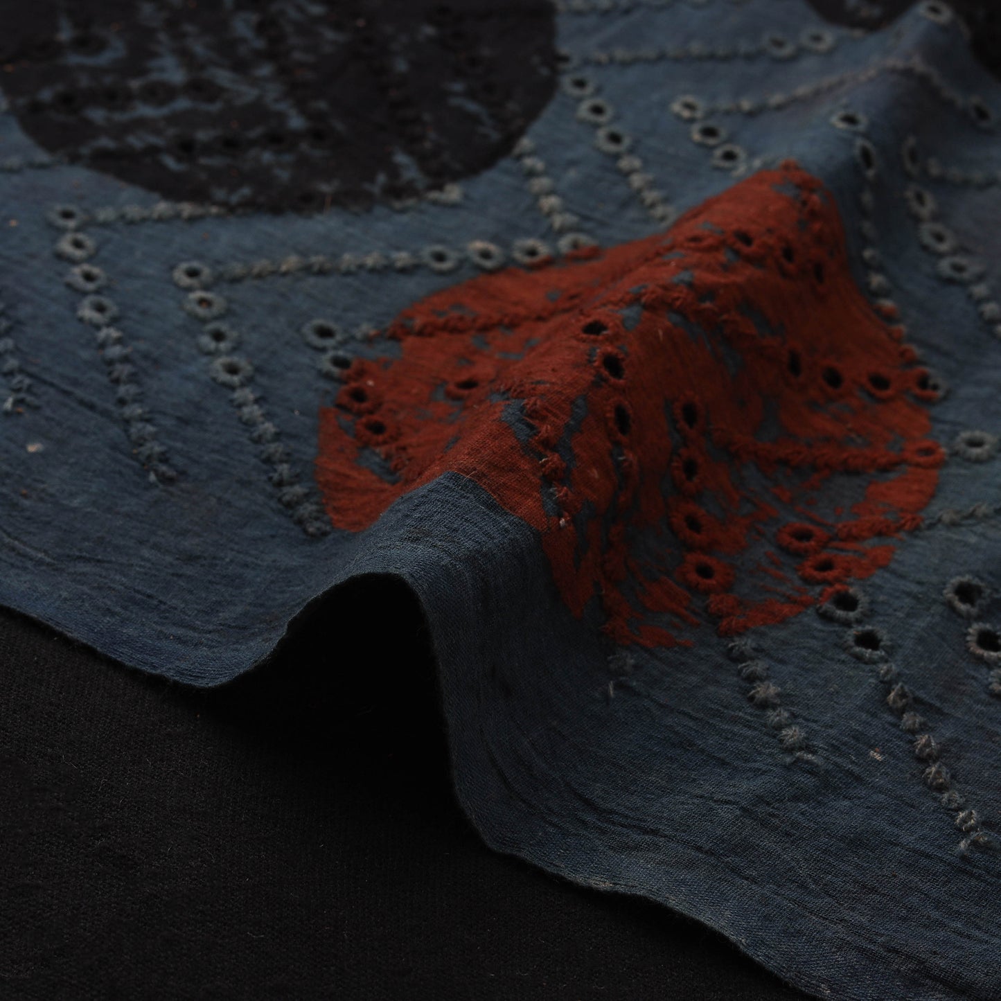 Natural Dyed Ajrakh Hand Block Print Cotton Hakoba Fabric 143