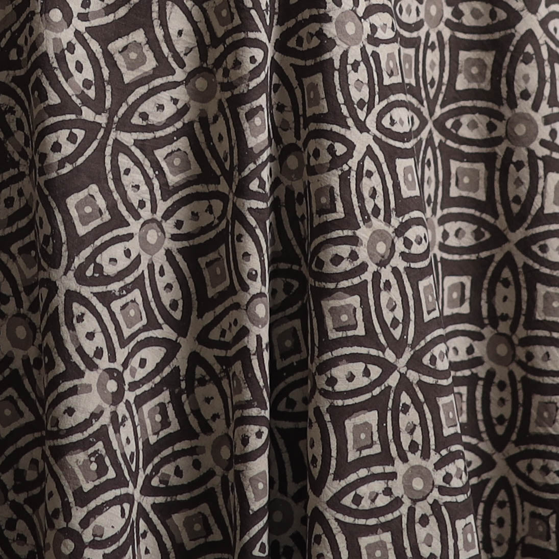 Gray - Bagru Dabu Hand Block Print Natural Dyed Cotton Fabric 45
