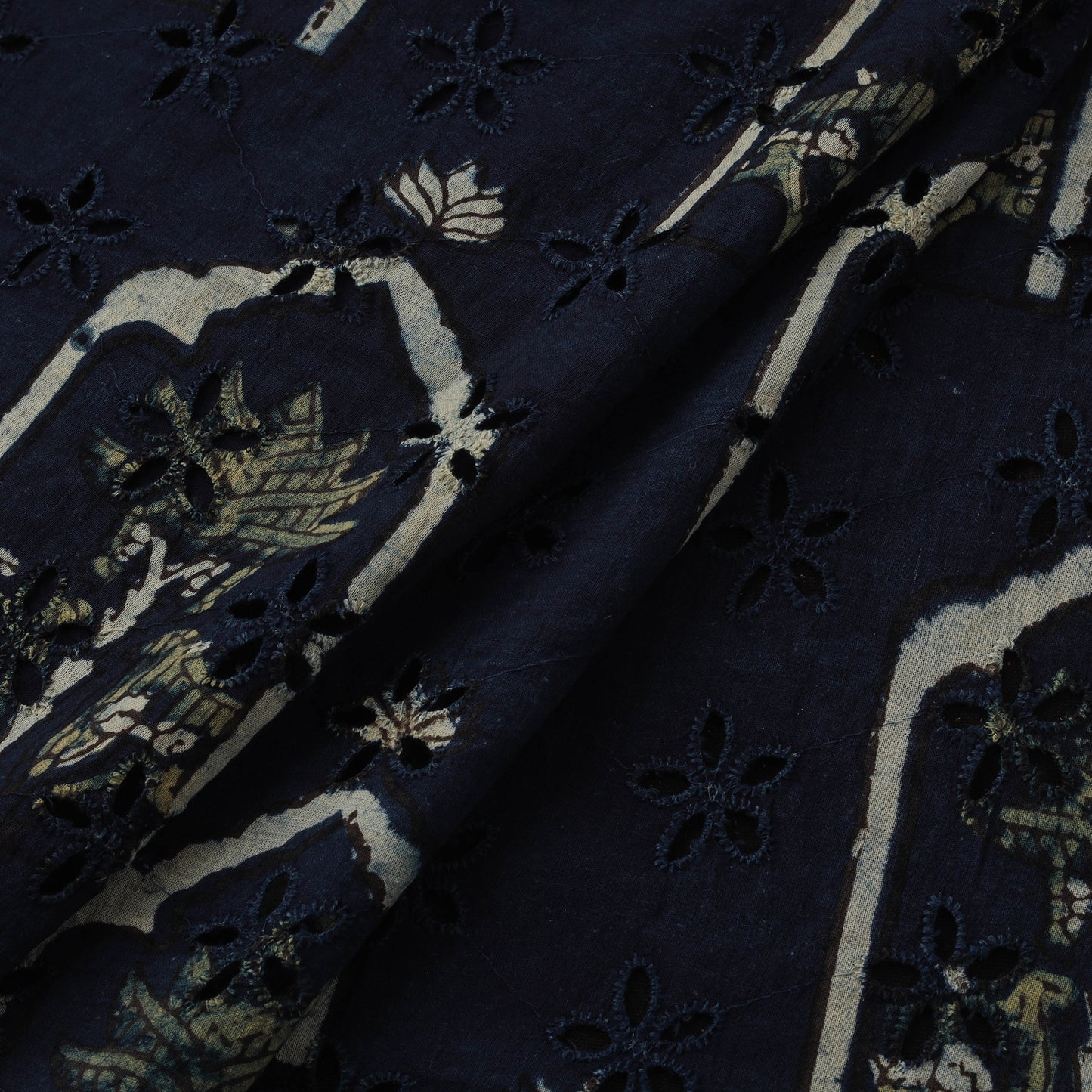 Natural Dyed Ajrakh Hand Block Print Cotton Hakoba Fabric 144