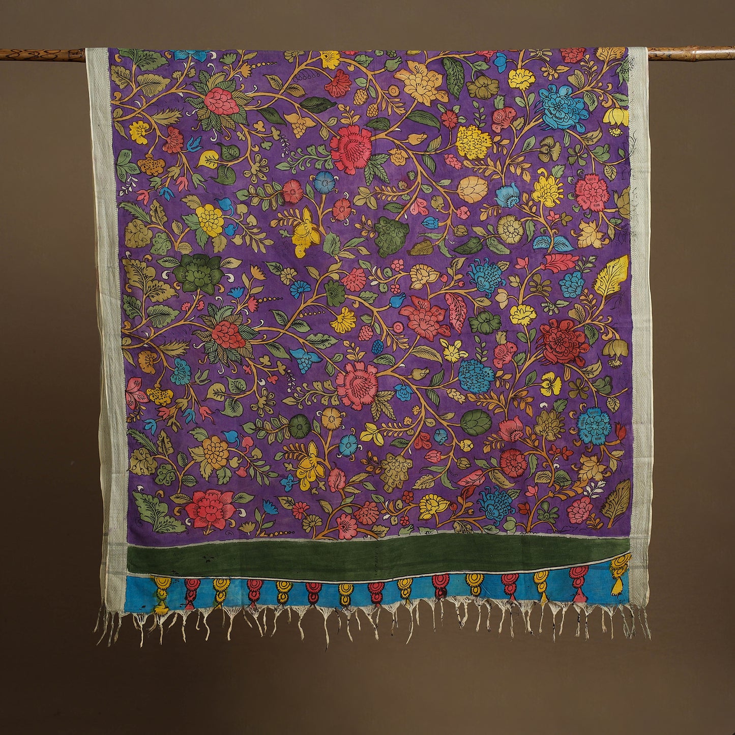 Pen Work Chanderi Silk Handpainted Kalamkari Dupatta