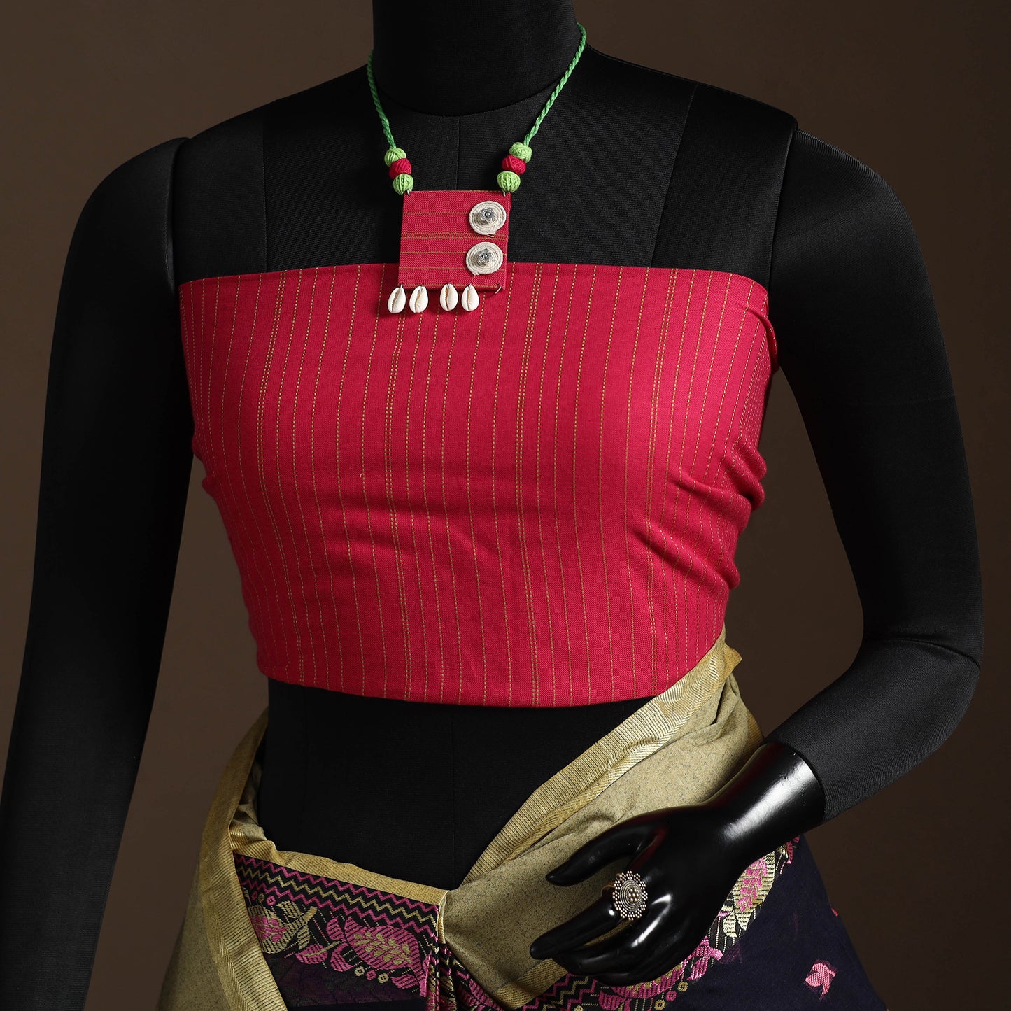 Black - bengali tant saree with matching jewellery & blouse