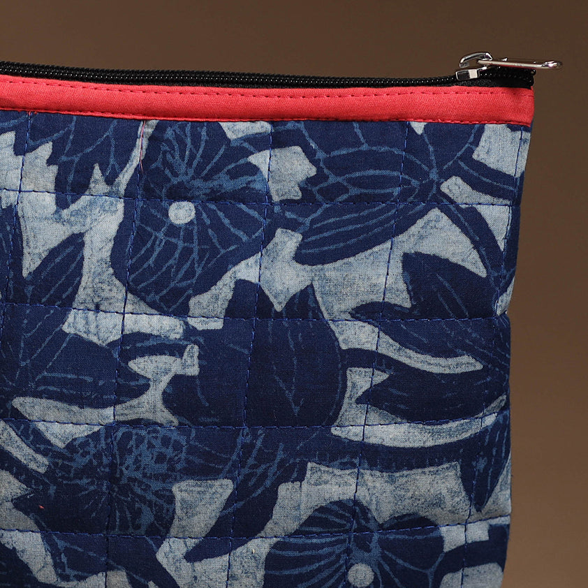 Blue - Handmade Quilted Cotton Utility Pouch 79