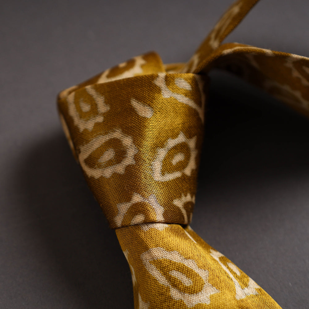 Block Printed Mashru Silk Handmade Necktie for Men