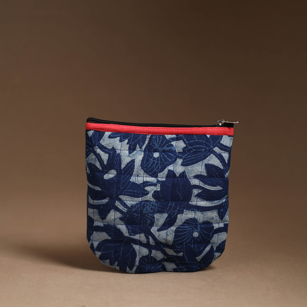 Blue - Handmade Quilted Cotton Utility Pouch 79