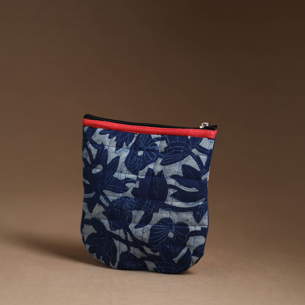 Blue - Handmade Quilted Cotton Utility Pouch 79