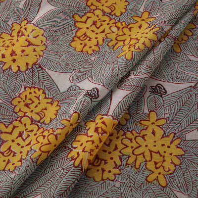 Rasa Lobhi Champa Motif Floral Hand Block Printed Cotton Fabric 08