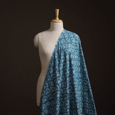 Blue - Bagru Dabu Hand Block Print Natural Dyed Cotton Fabric 47