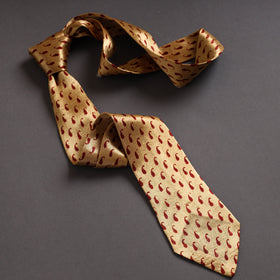  Block Printed Mashru Silk Handmade Necktie for Men 