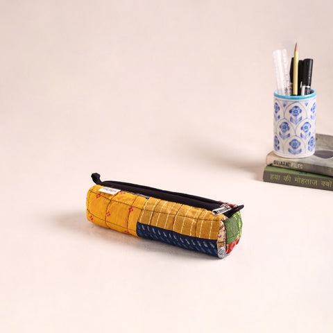Patchwork quilted pencil pouch