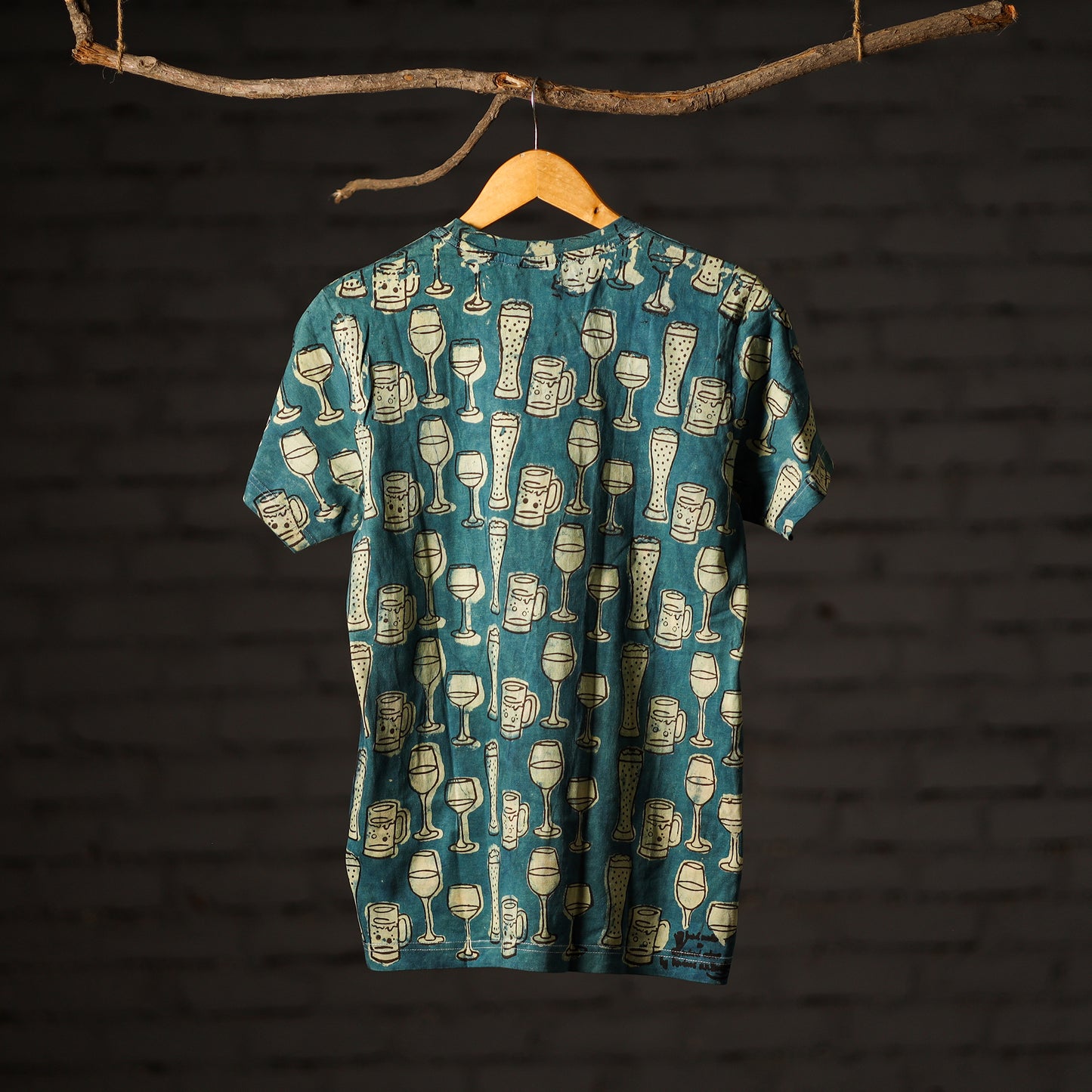 Green - Bindaas Hand Block Printed Cotton Unisex Round Neck T-shirt