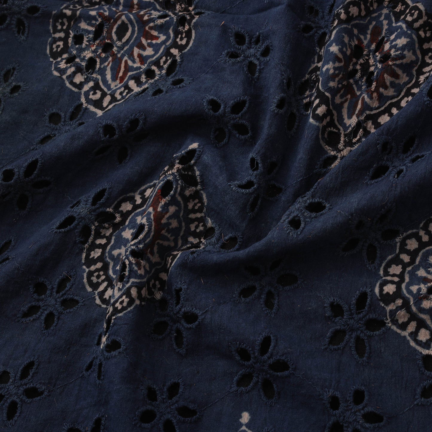 Natural Dyed Ajrakh Hand Block Print Cotton Hakoba Fabric 145