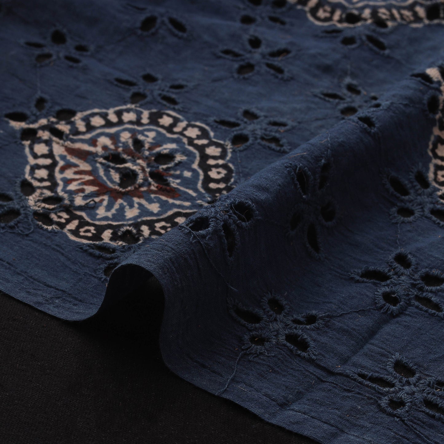 Natural Dyed Ajrakh Hand Block Print Cotton Hakoba Fabric 145