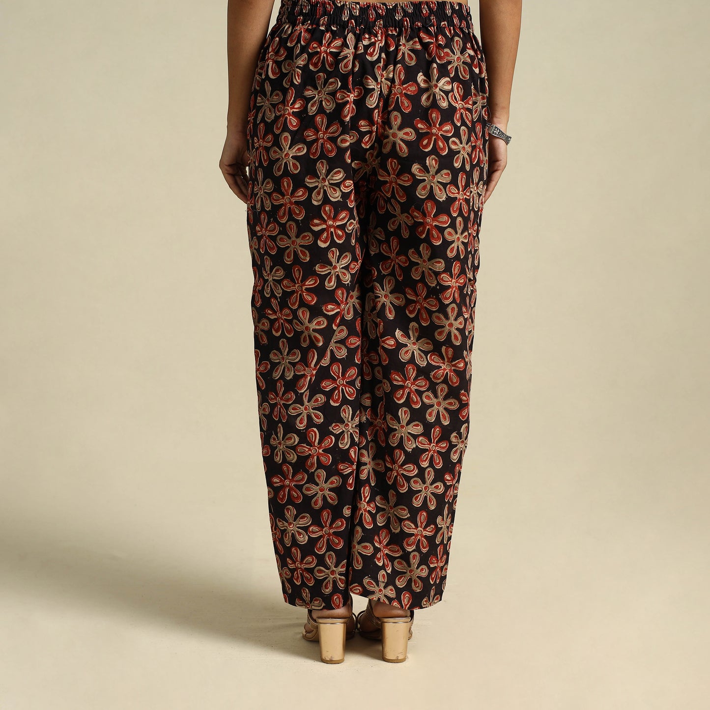  Multicolor Pedana Block Print Cotton Kalamkari Palazzo