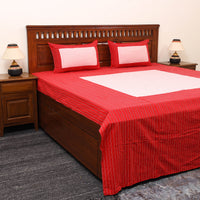 Red - Patchwork Cotton Double Jacquard Bedsheet Set 01