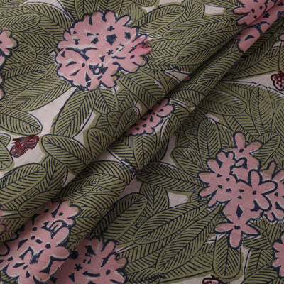 Rasa Lobhi Champa Motif Floral Hand Block Printed Cotton Fabric 09