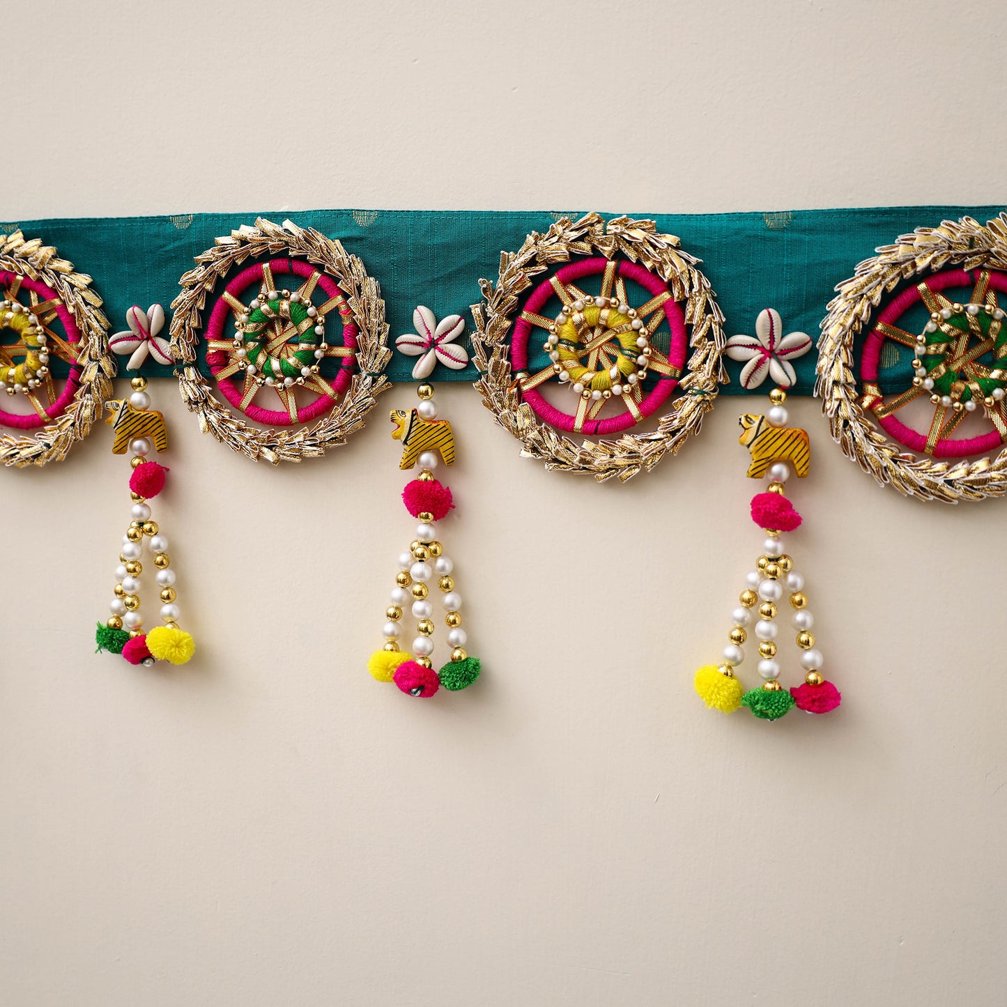 Diwali Decor Handmade Gota & Bead Work Toran 22