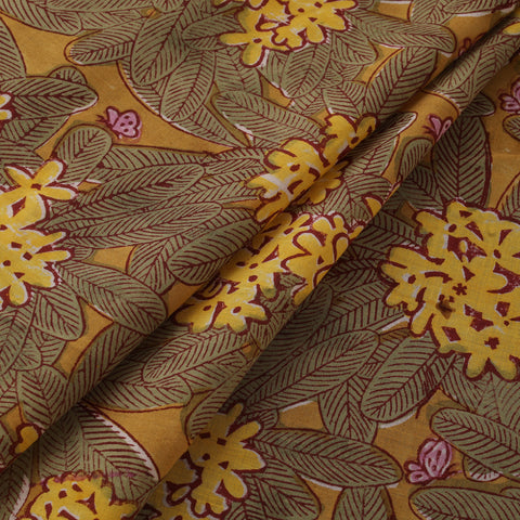Rasa Lobhi Champa Motif Floral Hand Block Printed Cotton Fabric 10