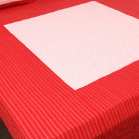 Red - Patchwork Cotton Double Jacquard Bedsheet Set 01