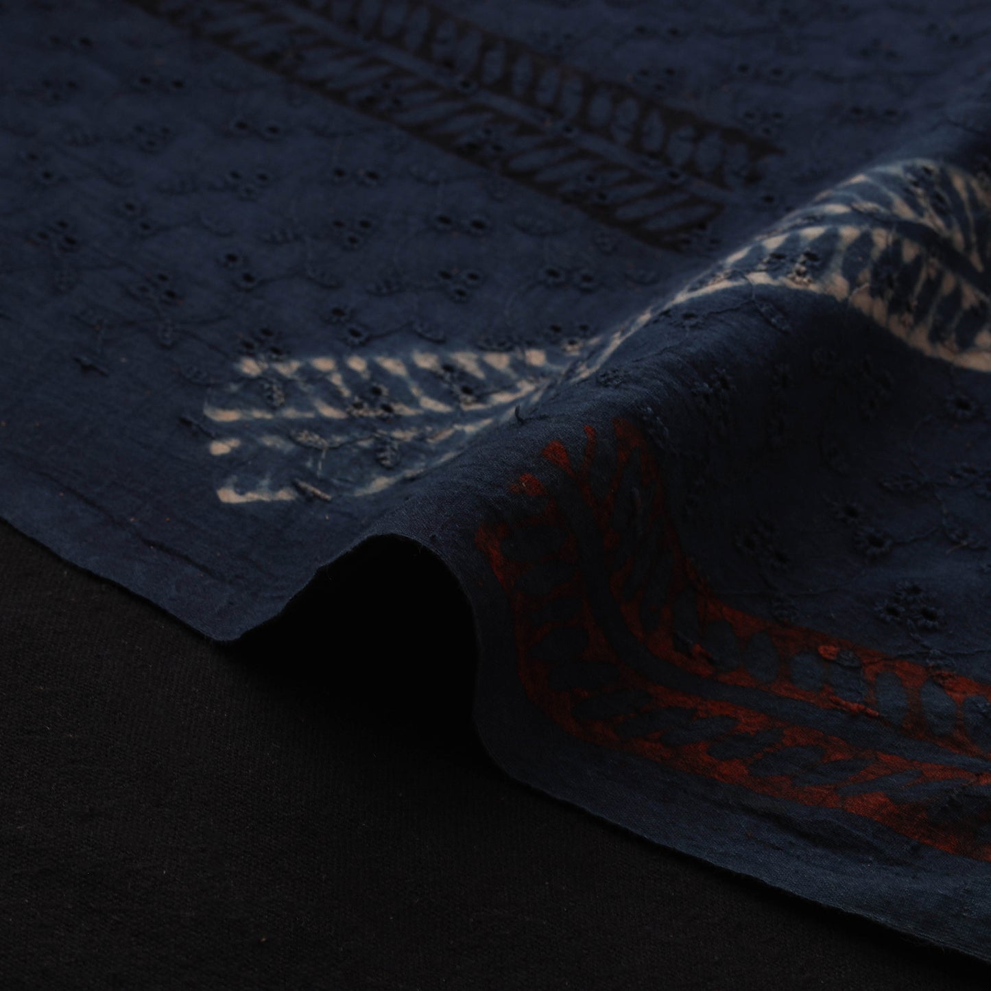Natural Dyed Ajrakh Hand Block Print Cotton Hakoba Fabric 146