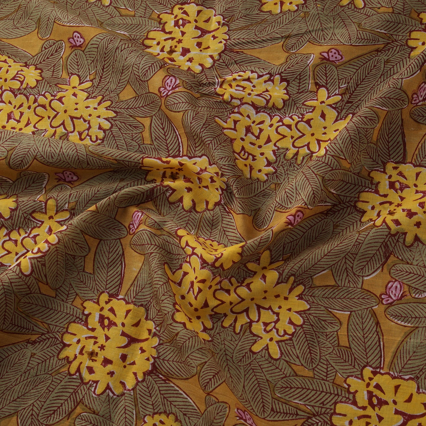 Rasa Lobhi Champa Motif Floral Hand Block Printed Cotton Fabric 10