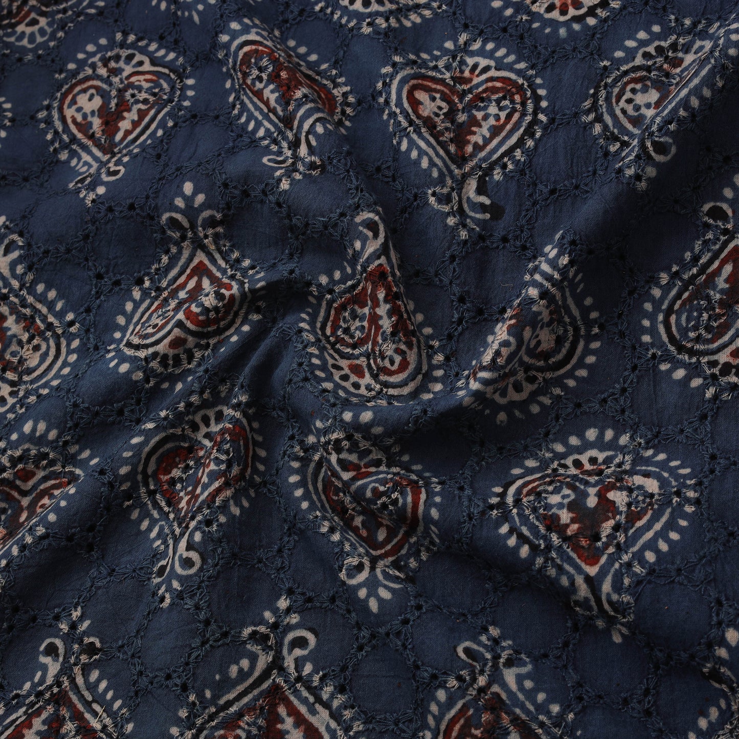 Natural Dyed Ajrakh Hand Block Print Cotton Hakoba Fabric 147