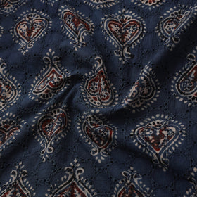 Natural Dyed Ajrakh Hand Block Print Cotton Hakoba Fabric 147