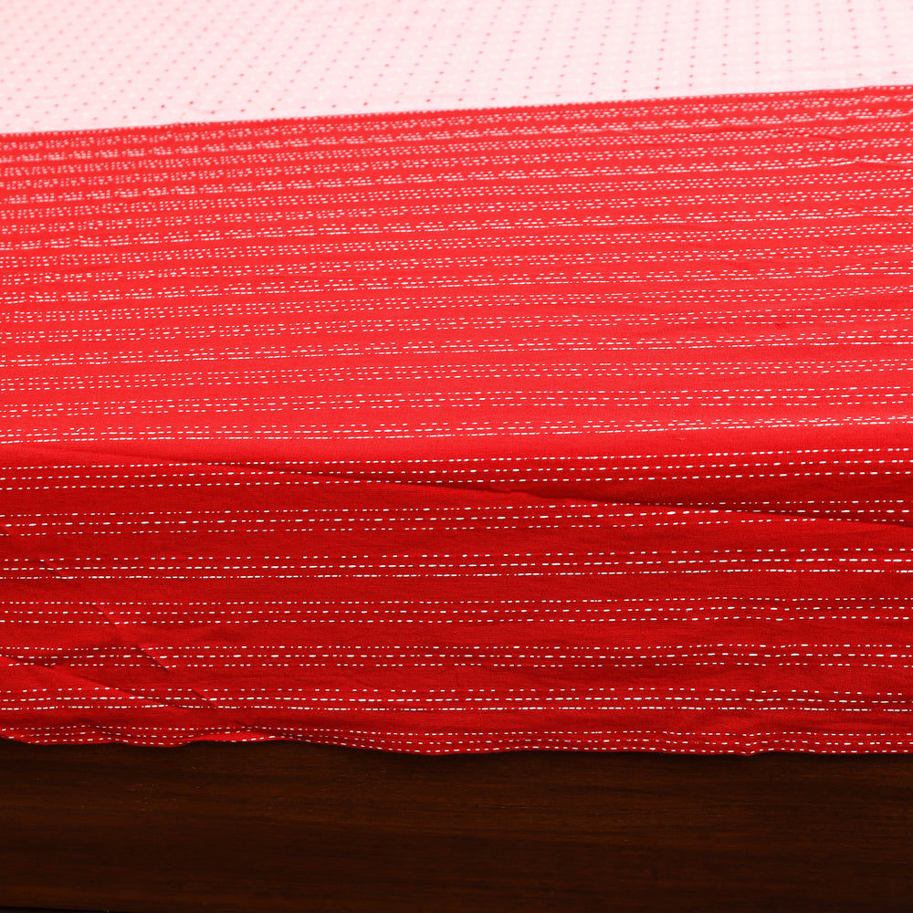 Red - Patchwork Cotton Double Jacquard Bedsheet Set 01