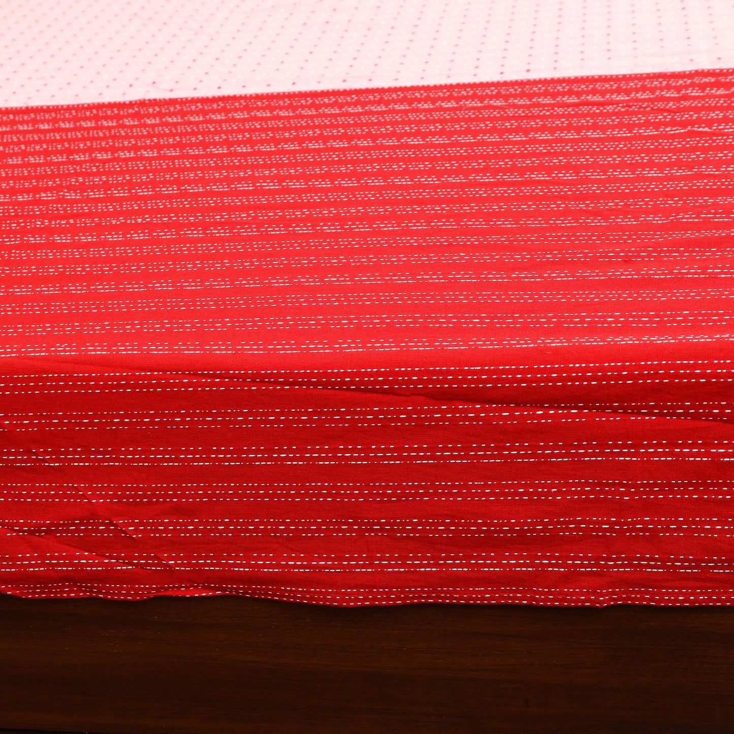 Red - Patchwork Cotton Double Jacquard Bedsheet Set 01