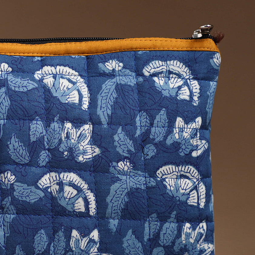 Blue - Handmade Quilted Cotton Utility Pouch 83