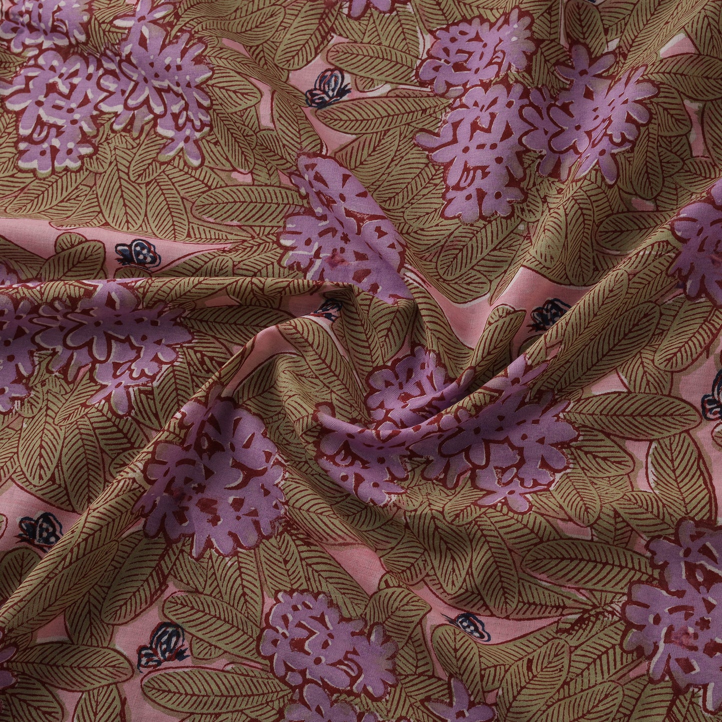 Rasa Lobhi Champa Motif Floral Hand Block Printed Cotton Fabric 11