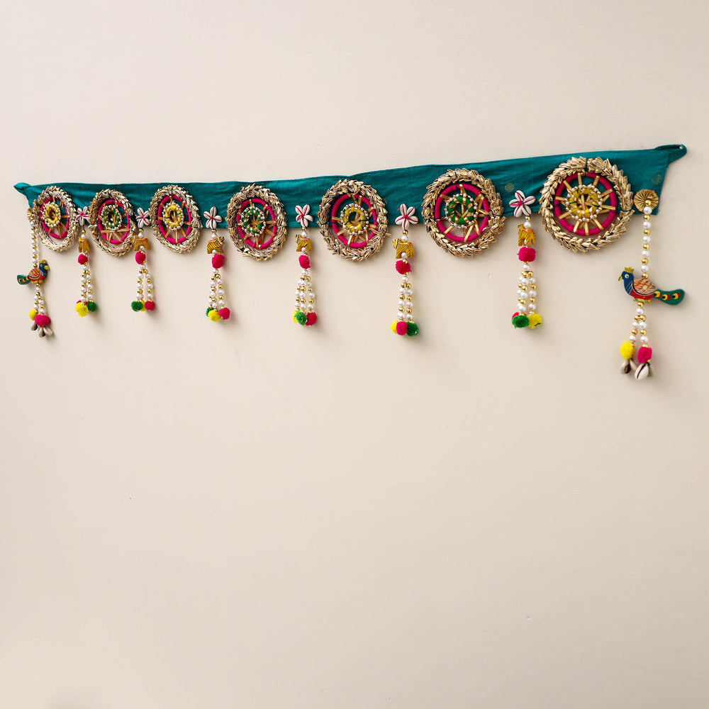 Diwali Decor Handmade Gota & Bead Work Toran 23