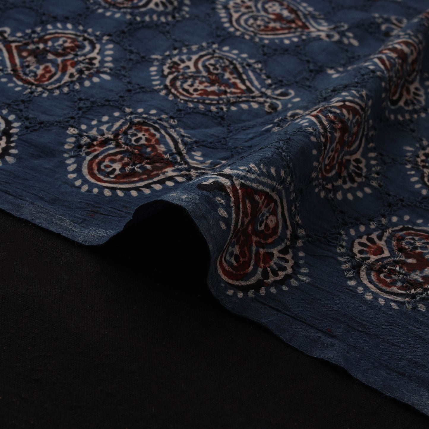 Natural Dyed Ajrakh Hand Block Print Cotton Hakoba Fabric 147